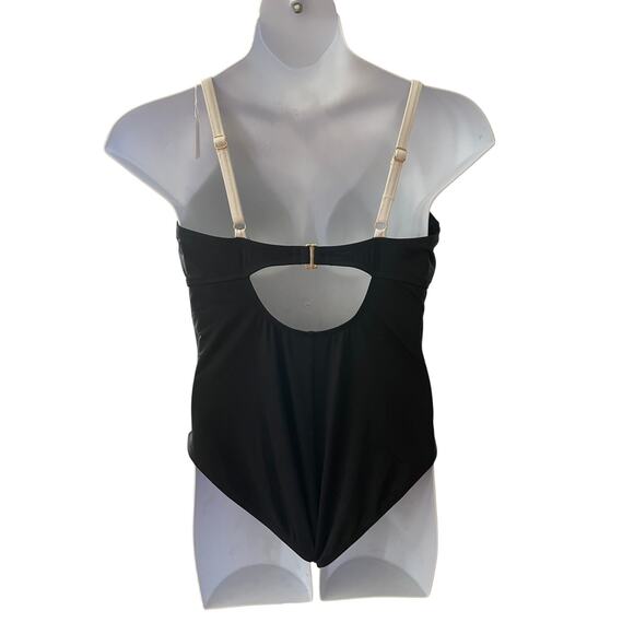 LA BLANCA, SIZE 16W, BLACK ONE PIECE SWIMSUIT WITH WHITE - Picture 2 of 3